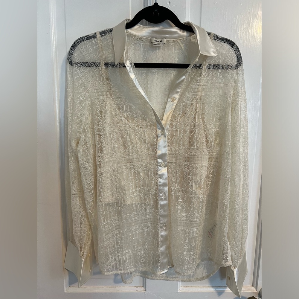 Jason Wu Cream Lace Button-Up Women's Top